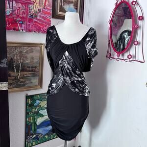 cameo black silver bodycon mini dress y2k vintage